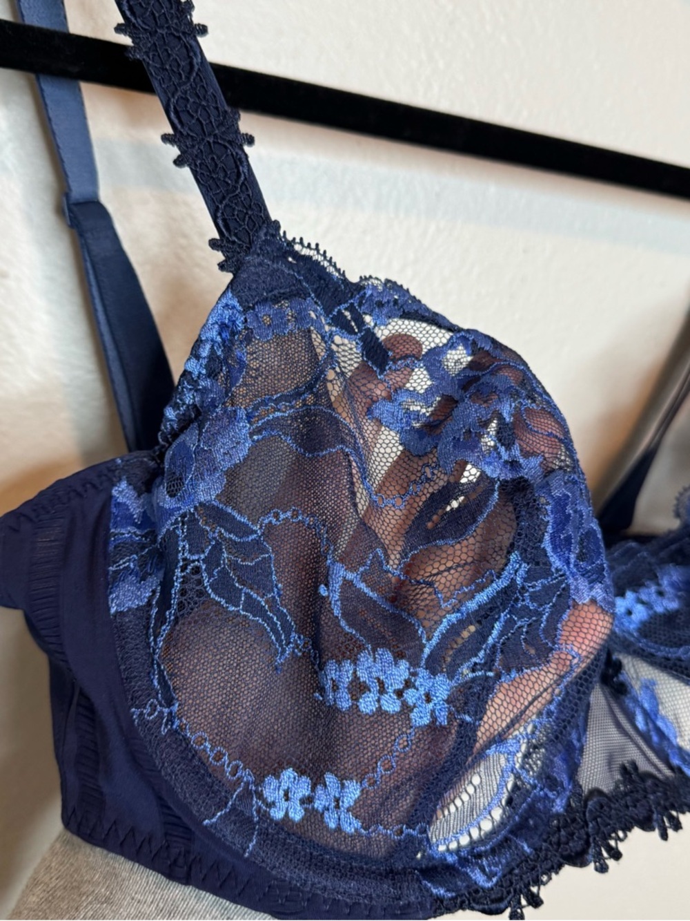 Simone Perele Lace Bra Navy Blue Floral Intimate - Picture 8 of 11